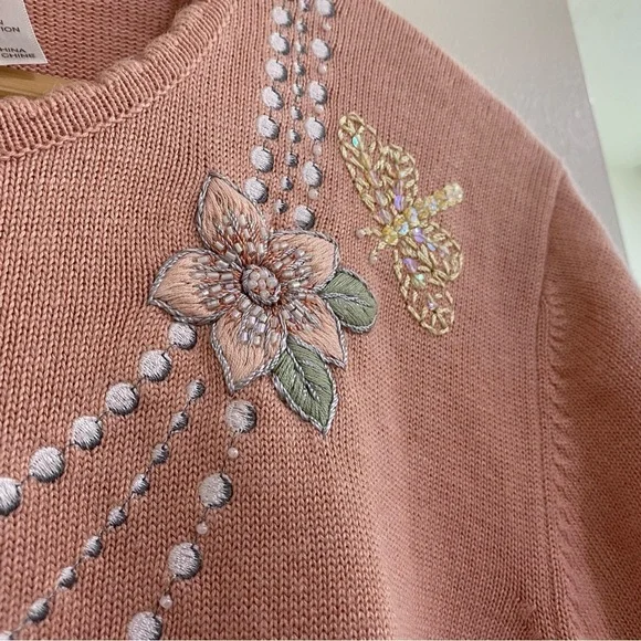 Alfred Dunner Blush bead Embellished Short Sleeve Top size XL - Picture 3 of 8